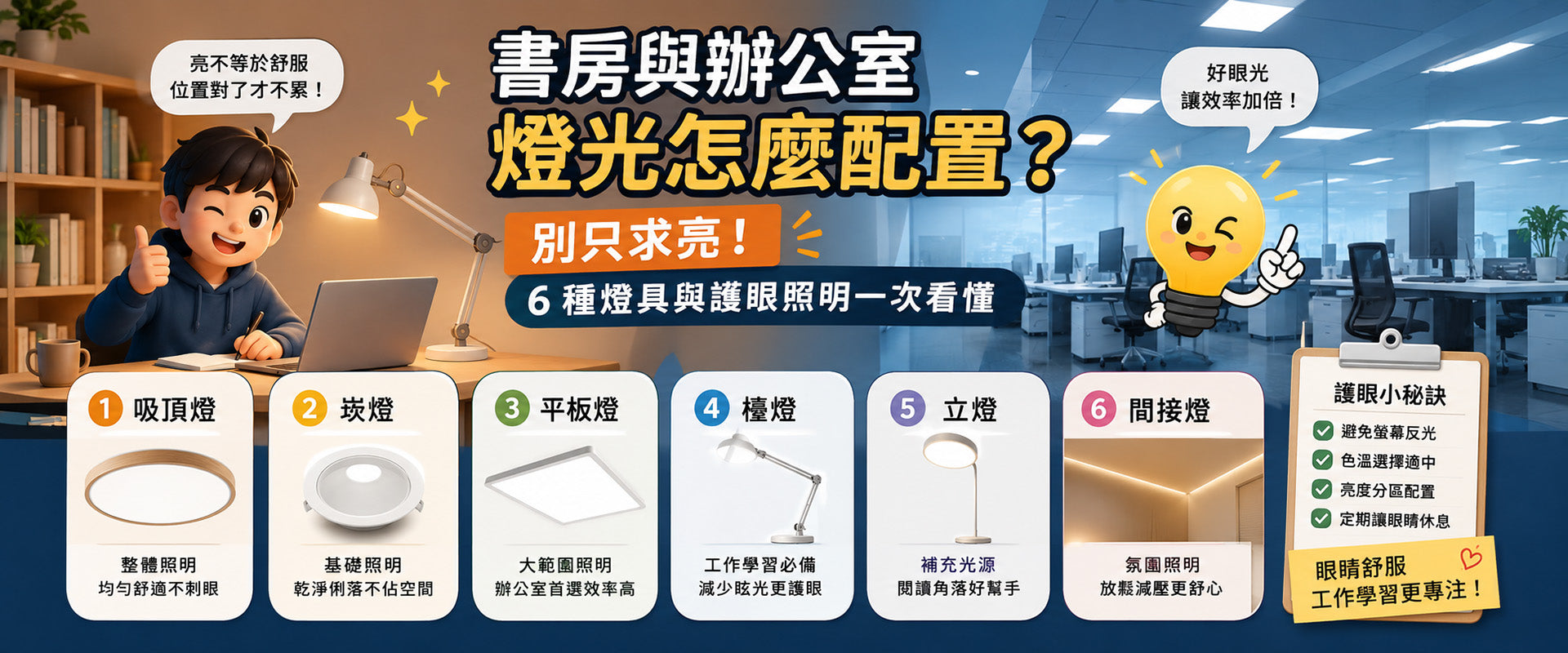 書房、辦公室燈具怎麼規劃？ 不是越亮，工作就越舒服