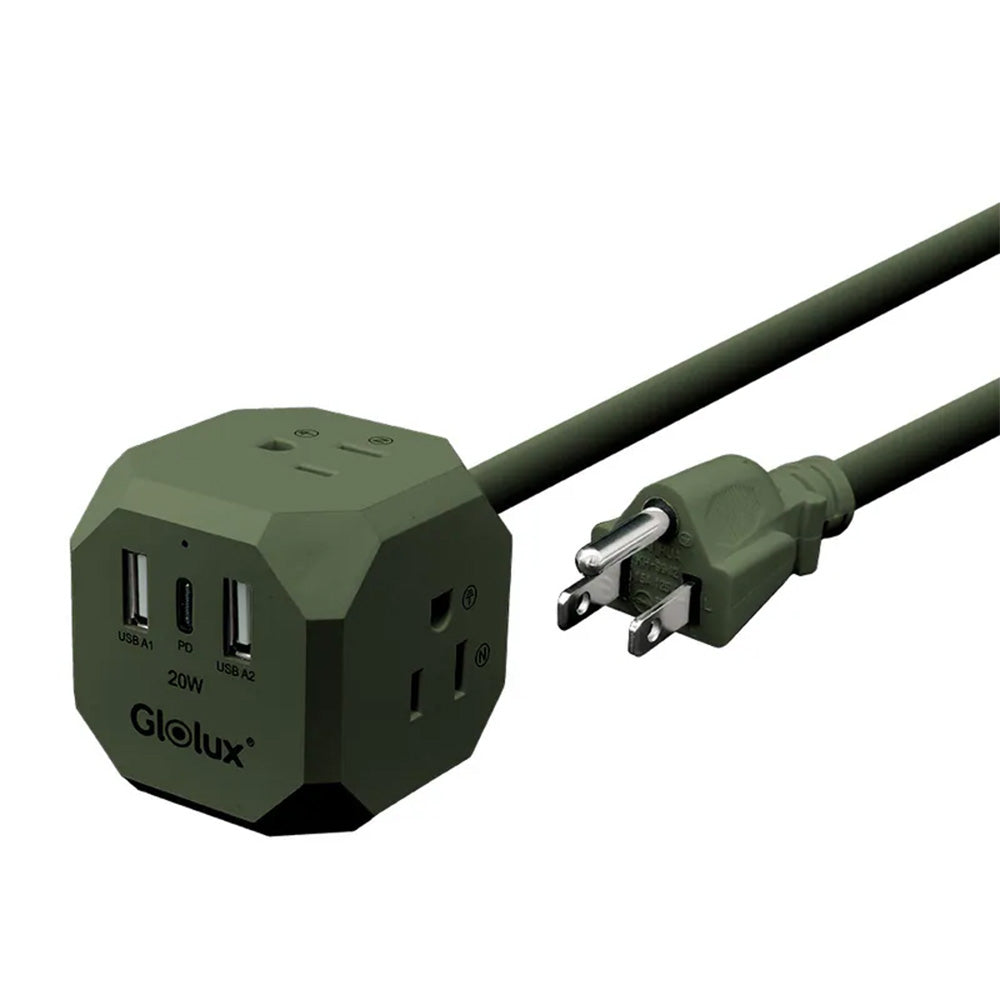 Glolux 流星錘 PD20W快充延長線 1.8M 3插座＋2USB＋Type-C 3P插頭