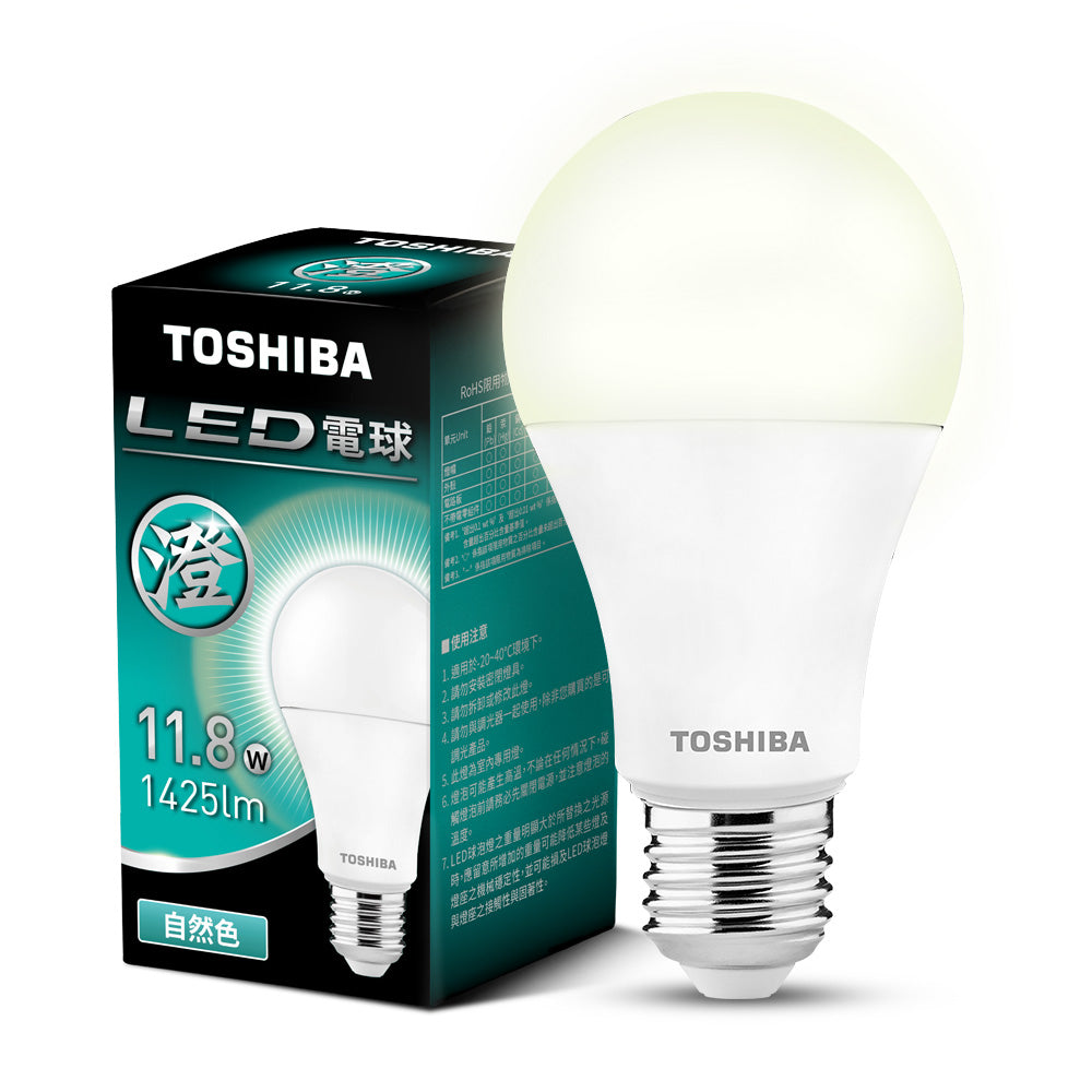 東芝TOSHIBA 澄系列 9.8W/11.8W/15.8W LED廣角燈泡 高亮省電(晝光色/燈泡色/自然色)