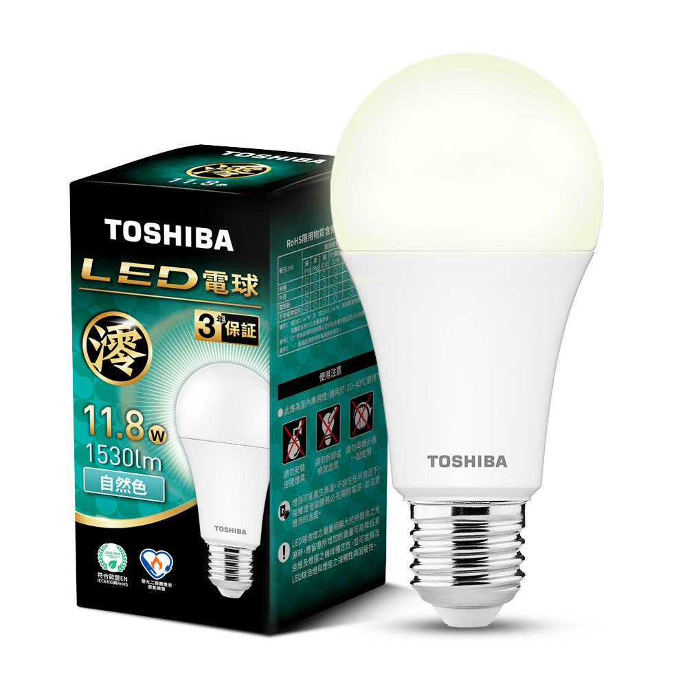 東芝TOSHIBA 澪系列 9.8W/11.8W/15.8W LED燈泡 3年保固 高流明 節能標章(晝光色/燈泡色/自然色)