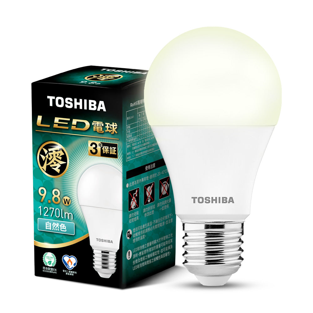 東芝TOSHIBA 澪系列 9.8W/11.8W/15.8W LED燈泡 3年保固 高流明 節能標章(晝光色/燈泡色/自然色)