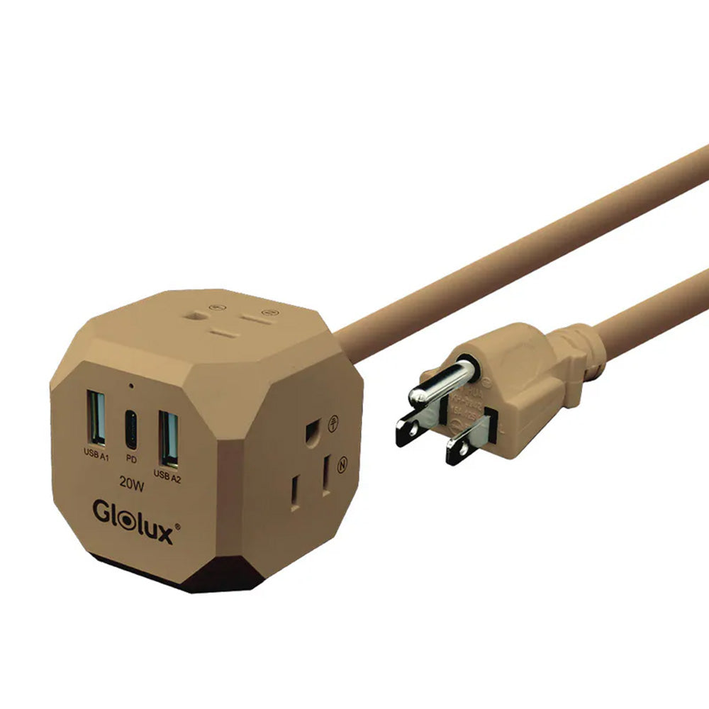 Glolux 流星錘 PD20W快充延長線 1.8M 3插座＋2USB＋Type-C 3P插頭