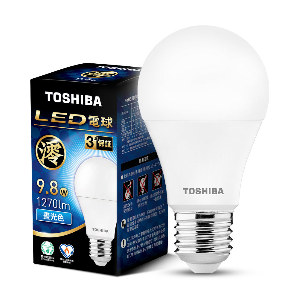 東芝TOSHIBA 澪系列 9.8W/11.8W/15.8W LED燈泡 3年保固 高流明 節能標章(晝光色/燈泡色/自然色)