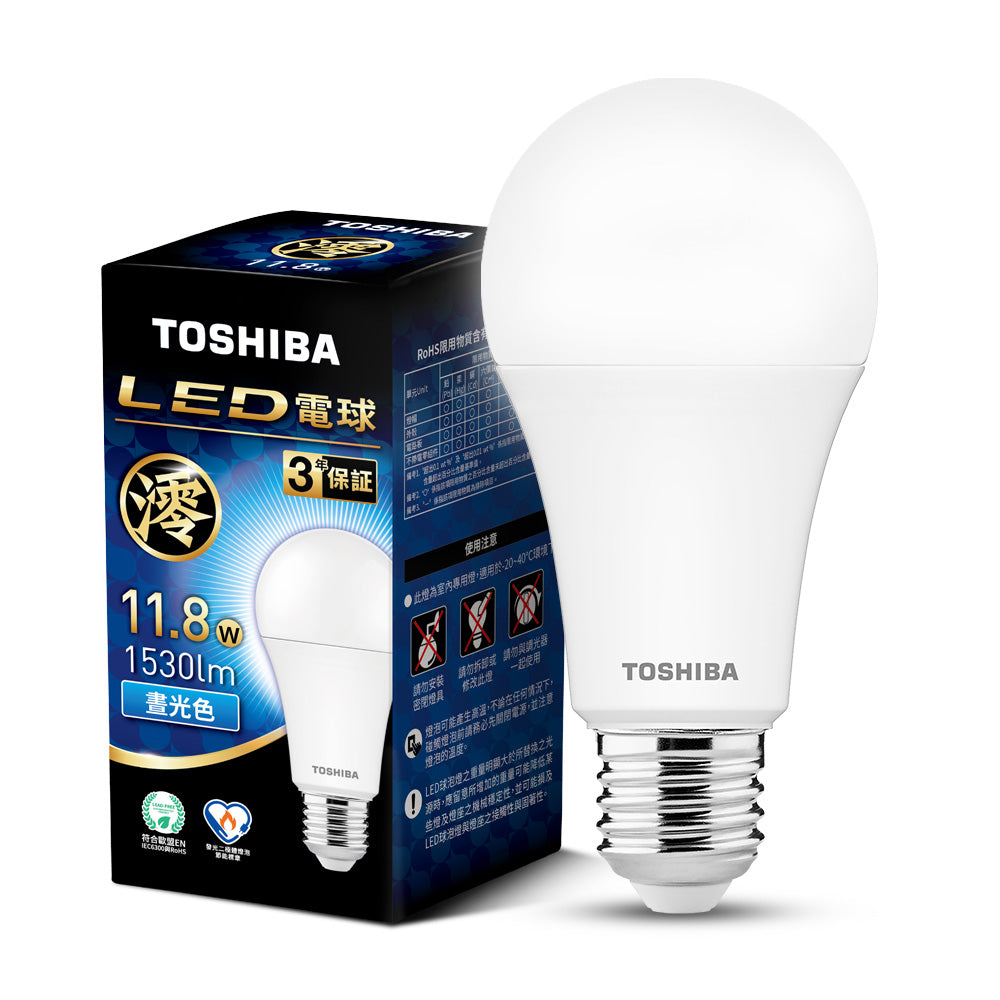 東芝TOSHIBA 澪系列 9.8W/11.8W/15.8W LED燈泡 3年保固 高流明 節能標章(晝光色/燈泡色/自然色)