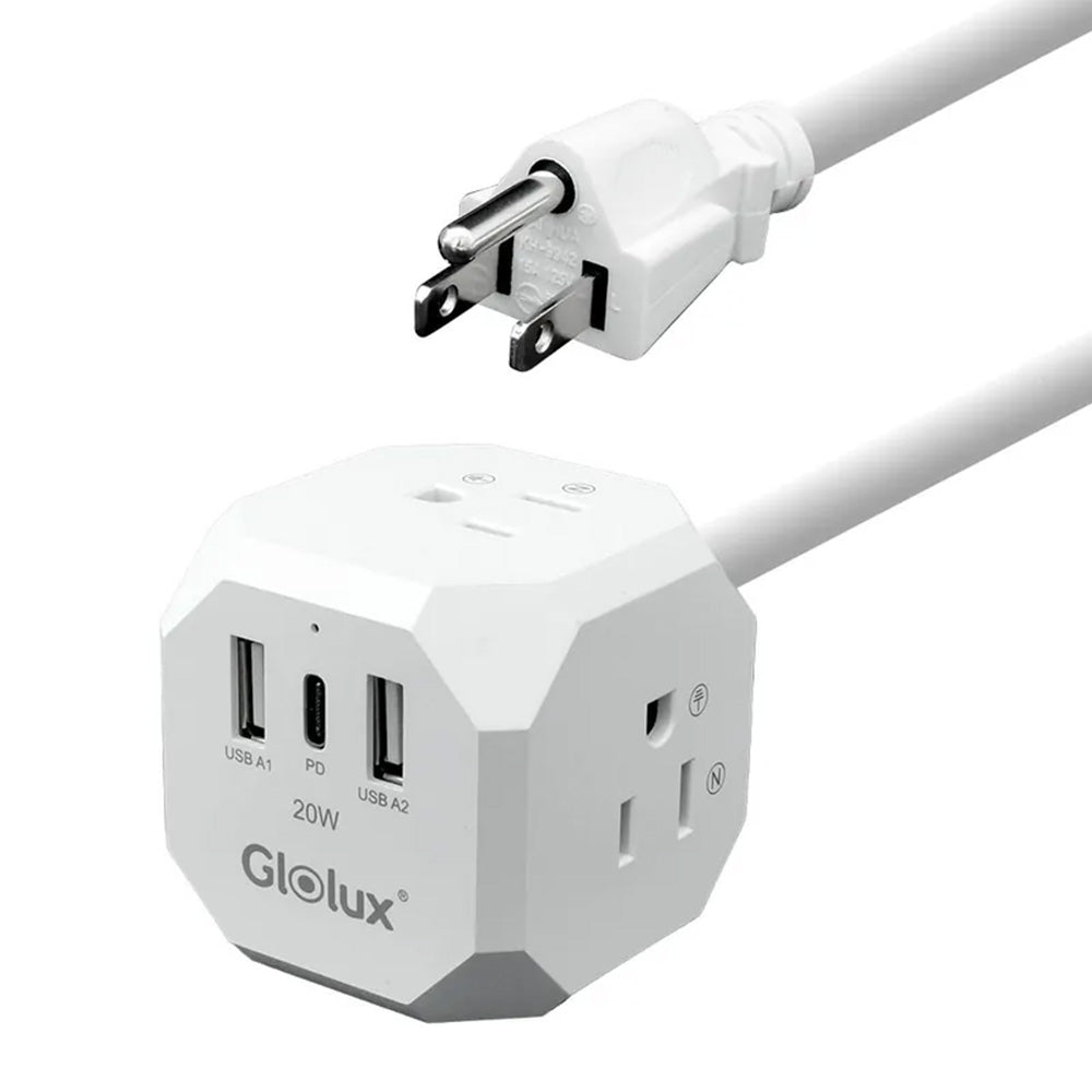 Glolux 流星錘 PD20W快充延長線 1.8M 3插座＋2USB＋Type-C 3P插頭