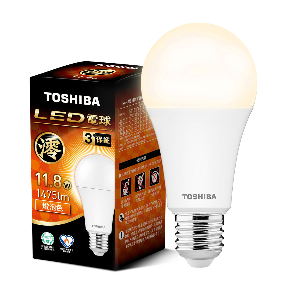 東芝TOSHIBA 澪系列 9.8W/11.8W/15.8W LED燈泡 3年保固 高流明 節能標章(晝光色/燈泡色/自然色)