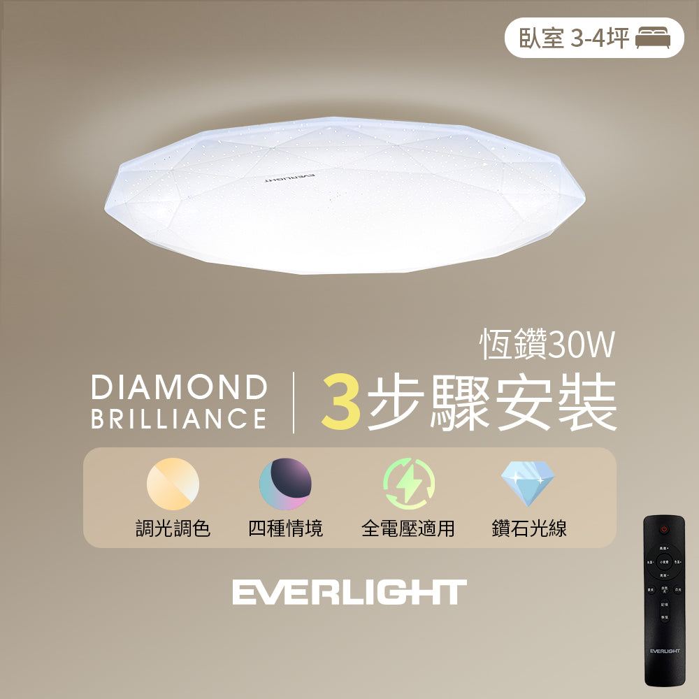 億光EVERLIGHTLED 30W 恆鑽 LED遙控吸頂燈