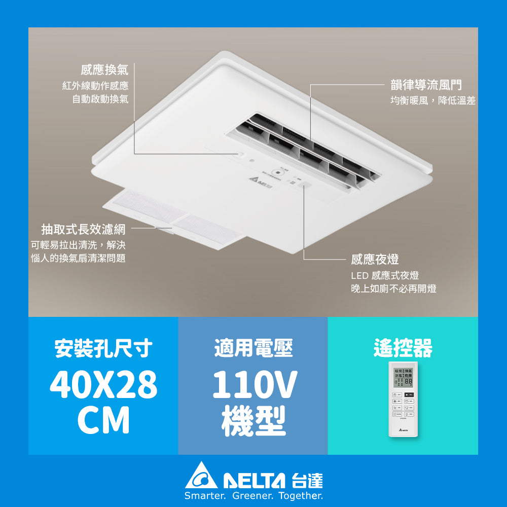 台達電子 豪華型300/400 浴室涼暖風機 遙控/線控 可加購安裝