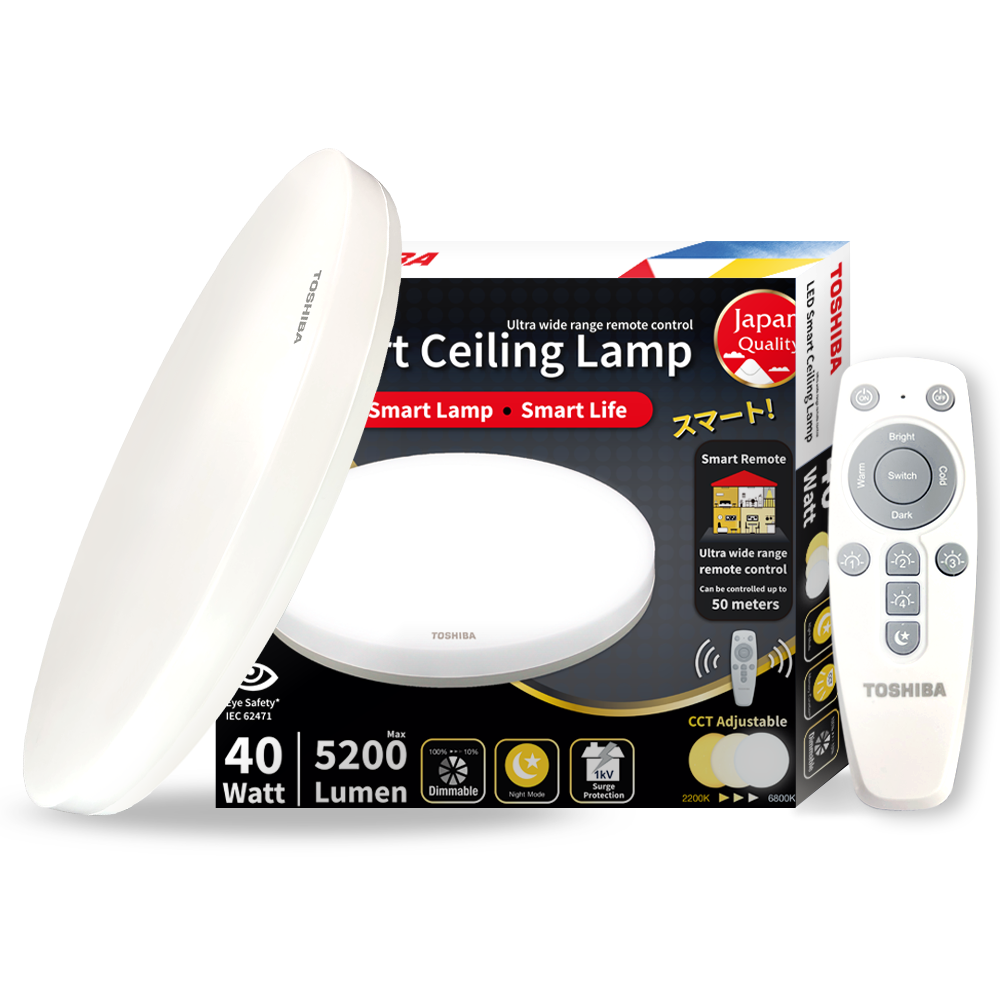(S級福利品) 東芝TOSHIBA LED吸頂燈 40W｜遙控調光調色｜5-6坪｜和日二代