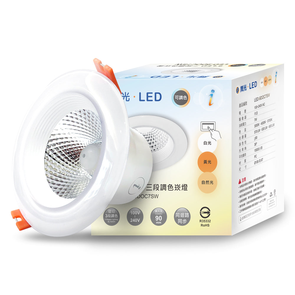 舞光DanceLight 4W/7W/16W 調色壁切 三色溫LED崁燈