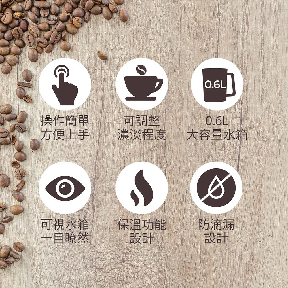 AIWA愛華 咖啡機 AI-KFJ06 濃淡可調 復古美式咖啡機 0.6L
