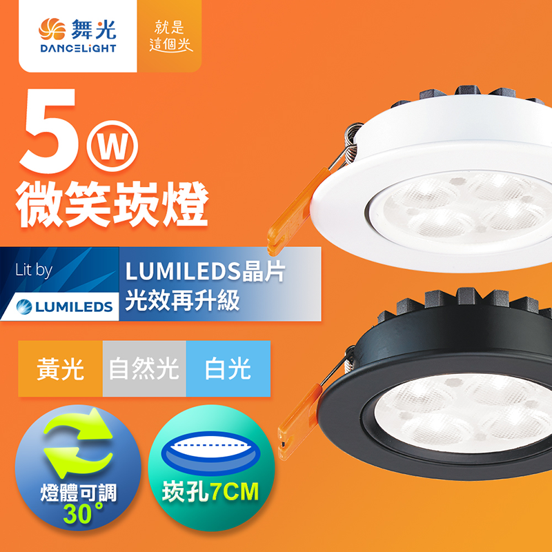 舞光DanceLight 微笑 可調角度 重點照明 5W/8W/15W LED崁燈