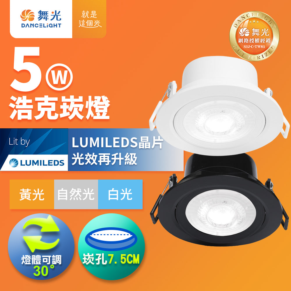 舞光DanceLight 浩克 5W/8W 可調角度 LED崁燈 36°窄角聚光 快接安裝