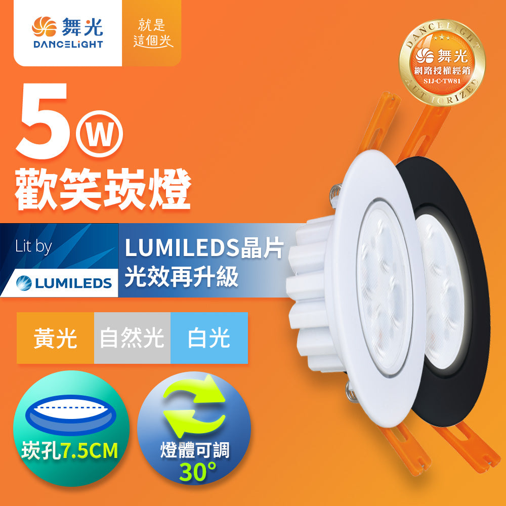 舞光 DANCELIGHT 歡笑 LED可調角度崁燈 5W／8W｜Ra90 高演色 36°重點照明 SMD崁燈