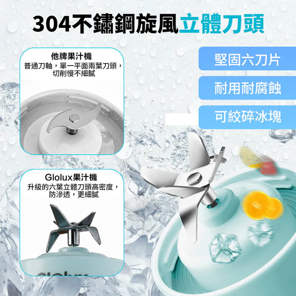 Glolux 第三代 USB隨身果汁機 380ml 可碎冰 Type-C充電 高硼矽玻璃