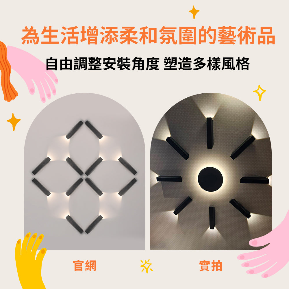 舞光DanceLight 1.2W路克壁燈 全電壓 牆燈 上發光 可隨意排列角度 2年保固(貴族黑)