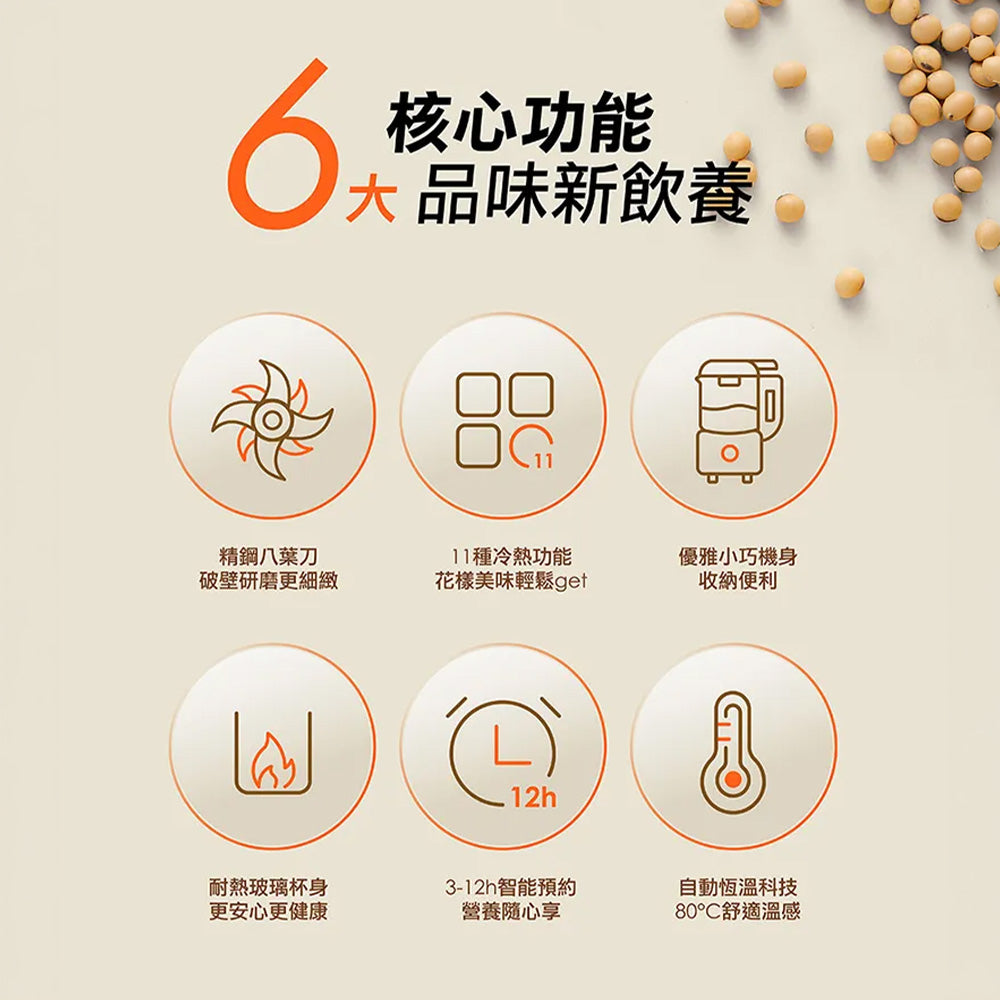 九陽JOYOUNG 多功能冷熱調理機 L12M-Y4W 萬用破壁機/冷熱皆可/豆漿果汁 輕巧大容量