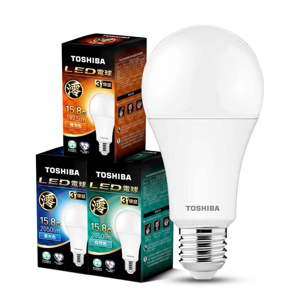 東芝TOSHIBA 澪系列 9.8W/11.8W/15.8W LED燈泡 3年保固 高流明 節能標章(晝光色/燈泡色/自然色)