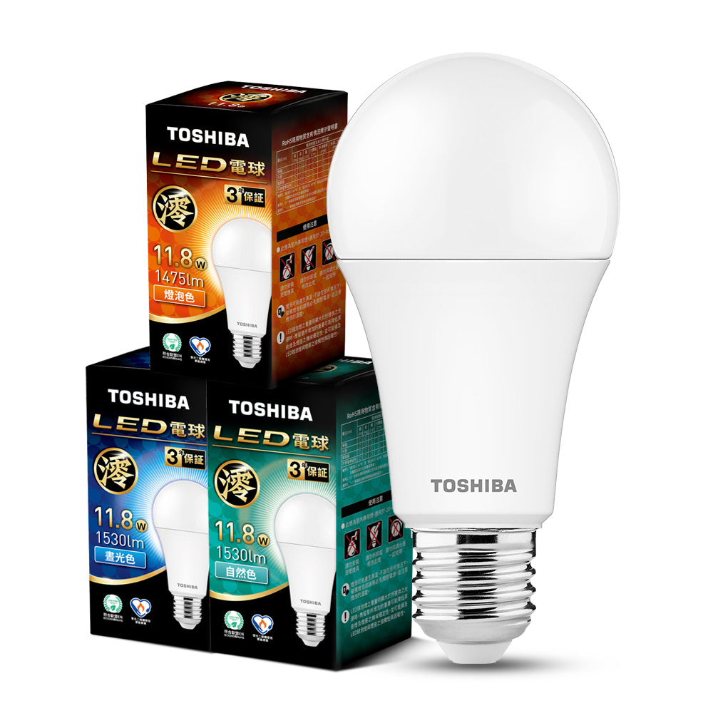 東芝TOSHIBA 澪系列 9.8W/11.8W/15.8W LED燈泡 3年保固 高流明 節能標章(晝光色/燈泡色/自然色)